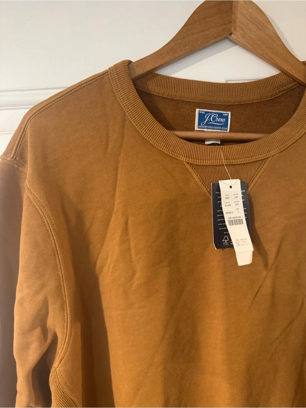 J. Crew NWT Men's Crewneck Sweatshirt in Camel Brown